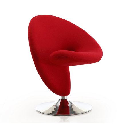 MANHATTAN COMFORT Curl Swivel Accent Chair in Red and Polished Chrome AC040-RD